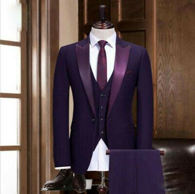 Purple Prom Suit, Purple Tuxedo, Lapel Wedding, Groom Tuxedo Wedding, Groomsmen Tuxedos, Terno Slim, Grey Suit Wedding, Mens Wedding Attire, Purple Wedding Theme