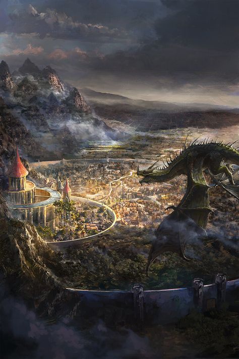 Burning Kingdom, Fantasy Kingdom Cities, Golden City, Alien Vs Predator, Fantasy City, Fantasy Castle, Fantasy Setting, Fantasy Places, Fantasy Art Landscapes