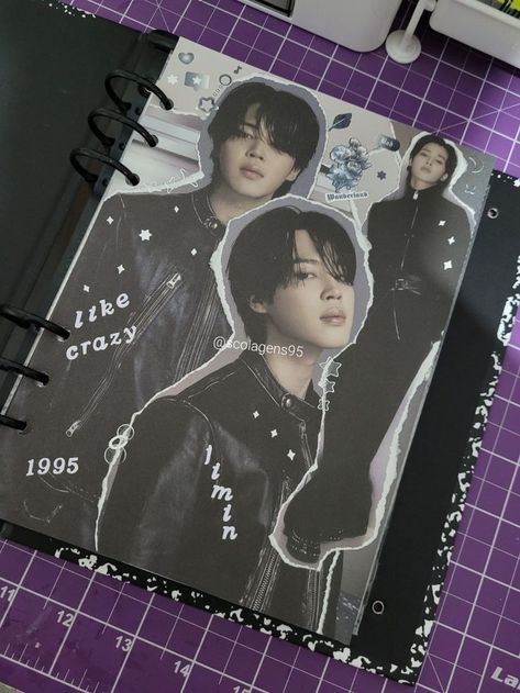 Kpop Binder Cover, Jimin Journal, Sanrio Desk, Binder Decoration, Pink Sanrio, Jimin Face, Desk Aesthetic, Kpop Diy, Kpop Journal