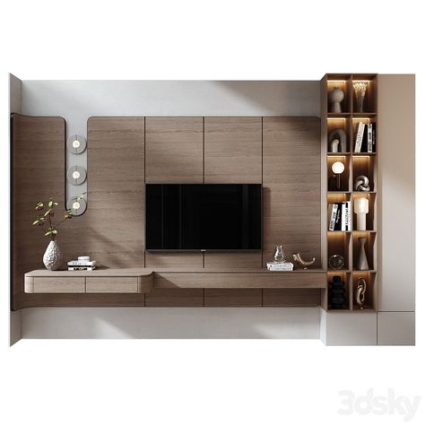 TV Shelf KTV155 - TV Wall - 3D model Tv Unit Shelves, Lcd Wall Design, Wall Tv Stand, Lcd Wall, Wall Tv Unit Design, Tv Shelf, Unit Design, Tv Units, New Interior Design