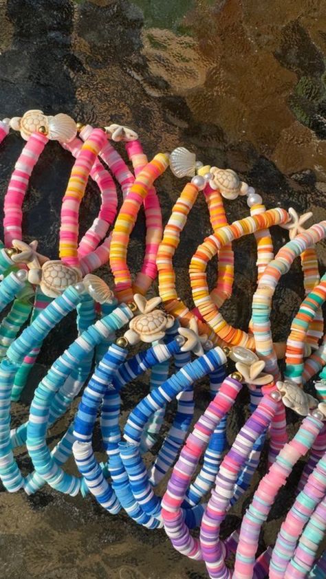 Bracelets Beach, Make Clay Beads, Clay Bead Bracelets, Bracelets Trendy, Preppy Bracelets, Homemade Bracelets, Bracelets Etsy, Crystal Bead Jewelry, Polymer Clay Bracelet