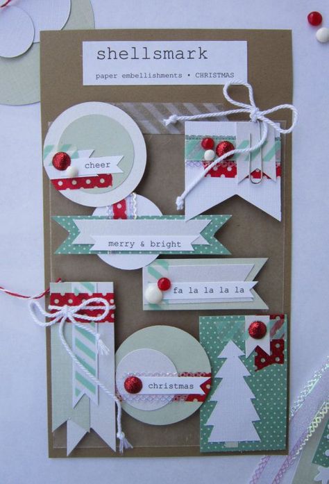 Christmas Embellishments, Candy Card, Scrapbook Embellishments Diy, Diy Embellishments, Embellishment Ideas, Paper Embellishments, Card Candy, Embellishment Diy, Card Embellishments