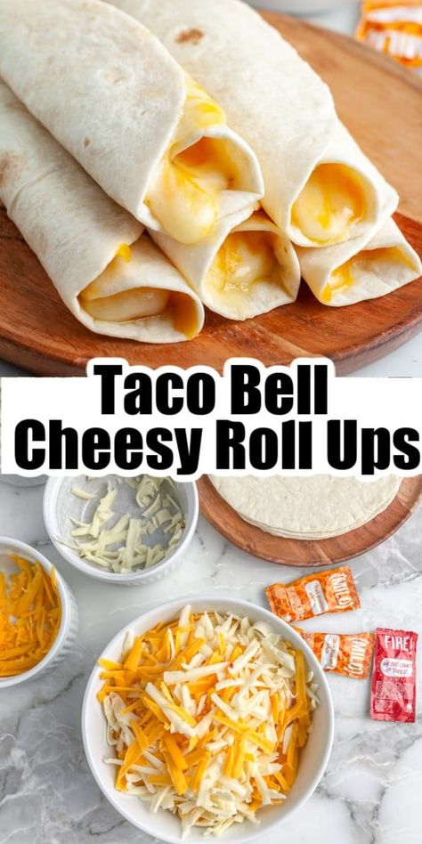 Cheesy Roll Ups, Tortilla Rollups, Cheesy Rolls, Copycat Taco Bell, Taco Bell Recipes, Roll Ups Recipes, Keto Taco, Tacos And Burritos, Lost 100 Pounds