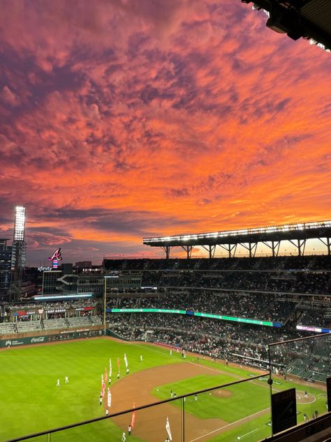 Truist Park Atlanta, Atlanta Braves Aesthetic, Braves Aesthetic, Baseball Game Aesthetic, Baseball Aesthetic, Atlanta Trip, Atlanta Braves Wallpaper, Brave Wallpaper, Truist Park