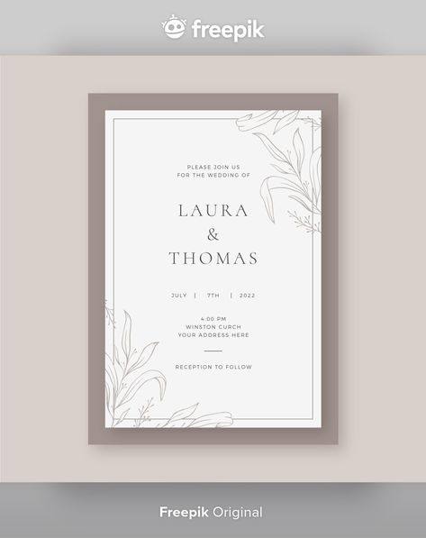 Wedding Cards Minimalist, Minimalist Floral Wedding Invitation, Simple Floral Wedding Invitations, Minimalist Wedding Invite, Simple Wedding Invitations Minimalist, Minimalist Invitation Wedding, Wedding Card Writing, Minimalist Wedding Card, Elegant Wedding Invitations Classy