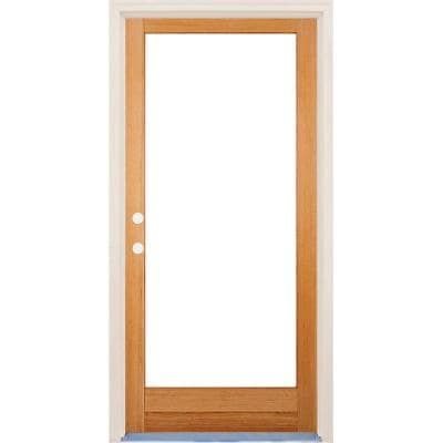 32 in. x 80 in. Right-Hand/Inswing Full Lite Low-E Clear Glass Unfinished Fir Wood Prehung Front Door Craftsman Exterior Door, Tropical Doors, Craftsman Doors, Exterior Doors With Glass, Prehung Interior Doors, Prehung Doors, Craftsman Exterior, Modern Front Door, Glass Hinges