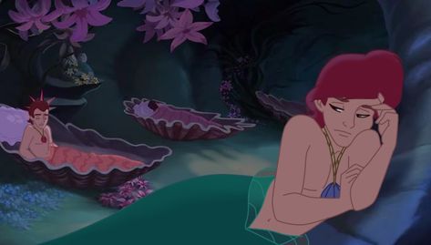 Genderbent Ariel, Ariel Genderbend, Male Ariel, Genderbend Disney, Disney Characters Genderbend, Genderbent Disney, Disney Gender Swap, Disney Characters As Humans, Disney Genderbend