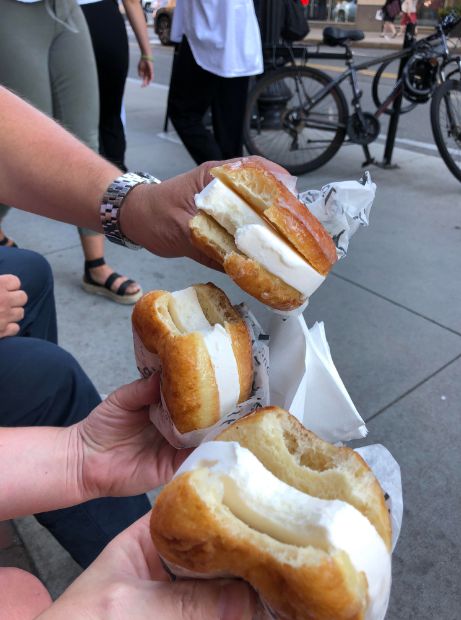 Warm glazed donut ice cream sandwiches #food #meal #foods #healthyfood #keto Donut Ice Cream, Glazed Donut, Junk Food Snacks, Ice Cream Sandwiches, Think Food, Fair Food Recipes, Food Goals, Food Obsession, Bagels