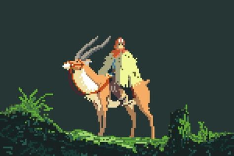 Princess Mononoke Nail Bat, How To Pixel Art, Pixel Art Minecraft, Art Studio Ghibli, Modele Pixel Art, Personajes Studio Ghibli, Piskel Art, 8 Bit Art, Pixel Characters