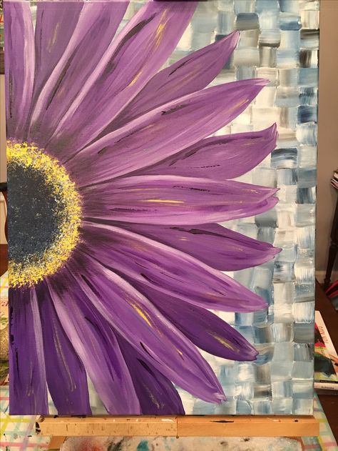 18x24 Acrylic on canvas Giant painted Flower Easy Flower Canvas Painting Ideas, Giant Canvas Painting Ideas, Big Flower Painting, Daisy Paintings, Easy Flower Painting, Butterfly Art Painting, Homemade Art, Daisy Painting, Acrylic Painting For Beginners