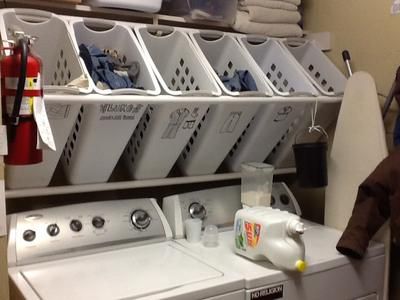 cool idea--if laundry didn't have the middle step of bedroom/bathroom dumping ground. Small Laundry Closet, Family Closet, Laundry System, Laundry Sorting, Room Storage Diy, Laundry Room Inspiration, Laundry Closet, Laundry Room Diy, Diy Laundry