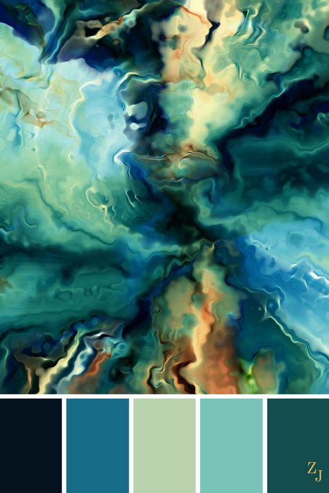 ZJ Colour Palette 317 #colourpalette #colourinspiration Colour Palette Painting, Geode Color Palette, Teal Green Color Palette, Color Palette For Home, Pouring Acrylic Paint, Shades Of Blue Green, Geode Stone, Color Schemes Colour Palettes, New Painting