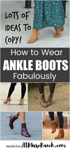 Outfits With Ankle Boots Fall, Ankle Boots Over 50 For Women, Lace Up Ankle Boots Outfit How To Wear, Wearing Boots With Dresses, How To Wear Boots With Dresses, Short Boot Outfits, High Heel Ankle Boots Outfit How To Wear, How To Wear Ankle Boots With Skirts, How To Style Ankle Boots With Jeans