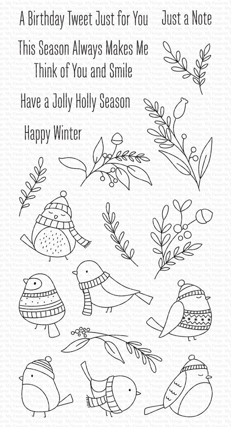 Handmade Wrapping Paper, Stamp Pattern, Winter Songs, Christmas Doodles, Happy Winter, Winter Bird, Mft Stamps, Christmas Drawing, Christmas Embroidery