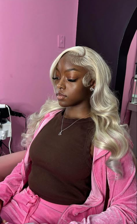 Dark Skin Blonde Hair, Blonde Weave, Barbie Hairstyle, Frontal Wig Hairstyles, Big Box Braids Hairstyles, Birthday Hairstyles, Dyed Hair Inspiration, Blonde Lace Front Wigs, Protective Hairstyles Braids