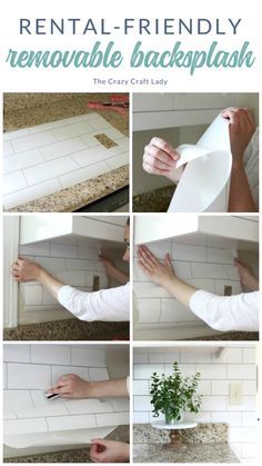 Temporary Backsplash, Removable Backsplash, Rental Home Decor, Temporary Decorating, Apartment Hacks, White Subway Tile Backsplash, Temporary Wallpaper, White Subway Tile, Subway Tile Backsplash