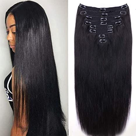 Straight Human Hair Clip in Hair Extensions for Black Women Hair Extensions For Black Women, Extensions For Black Women, Hair Extensions For Short Hair, Real Hair Extensions, Real Human Hair Extensions, Human Hair Clip Ins, Hair Buns, Hair Extensions Best, Clip In Hair