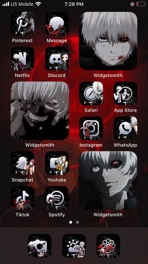 Tokyo Ghoul Phone Theme, Anime Themed Phone, Manga Phone Theme, Iphone App Design Anime, Ios Theme Anime, Tokyo Ghoul Wallpapers, App Anime, Themes App, Anime Artwork Wallpaper