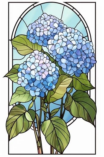 Glass Hydrangea art hydrangea stained | Premium Photo Illustration - rawpixel Hydrangea Stained Glass Window, Free Stainglass Patterns, Hydrangea Stained Glass Pattern, Stained Glass Hydrangea, Stained Glass Art Drawing, Hydrangea Mosaic, Floral Stained Glass Patterns, Stained Glass Art Patterns, Stain Glass Patterns