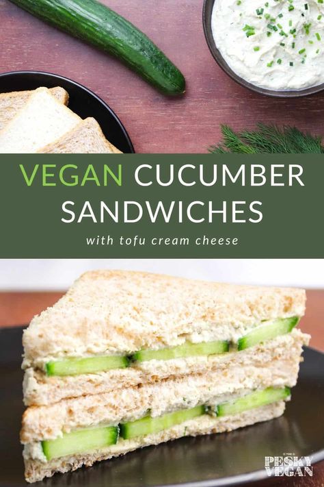 Dairy Free Cucumber Sandwiches, Vegan Cucumber Sandwiches, Gluten Free Tea Sandwiches, Vegan Cucumber, Tofu Cream Cheese, Gluten Free Meal Prep, Cucumber Tea Sandwiches, Sliced Cucumber, Homemade Tofu