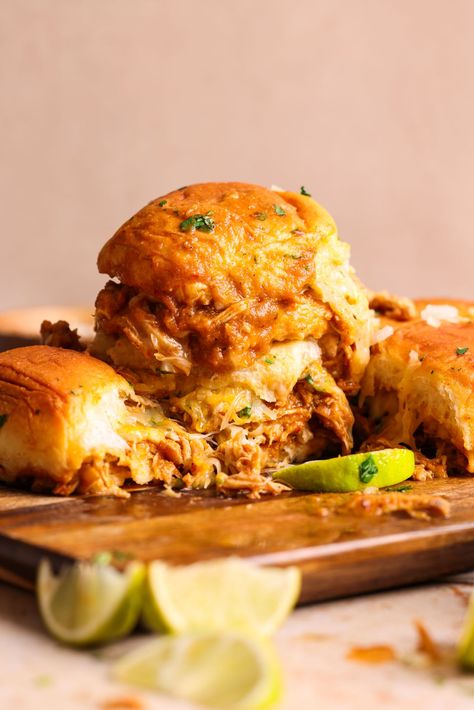 Easy Chicken Birria Sliders - BAKE WITH ZOHA Birria Sliders, Birria Sauce, Chicken Birria, Bbq Chicken Sliders, Traditional Mexican Dishes, Slow Cooked Meat, Nashville Hot Chicken, Chicken Sliders, Chicken Tender Recipes