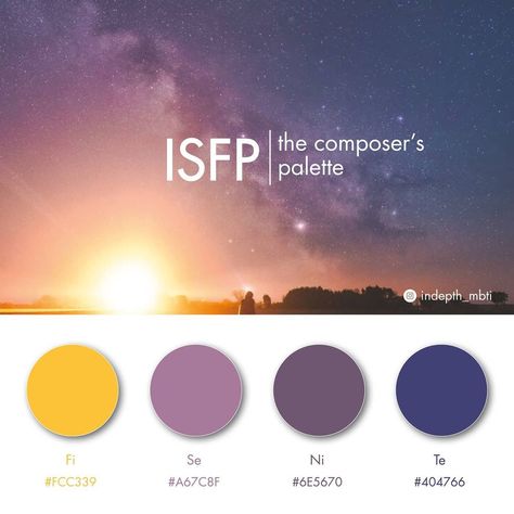 ISFP as Color Palette Mbti Color Palette, Infp Personality, Hex Color Palette, Myers Briggs Personality Types, Myers–briggs Type Indicator, Myers Briggs Type, Mbti Personality, Maleficent, Personality Types