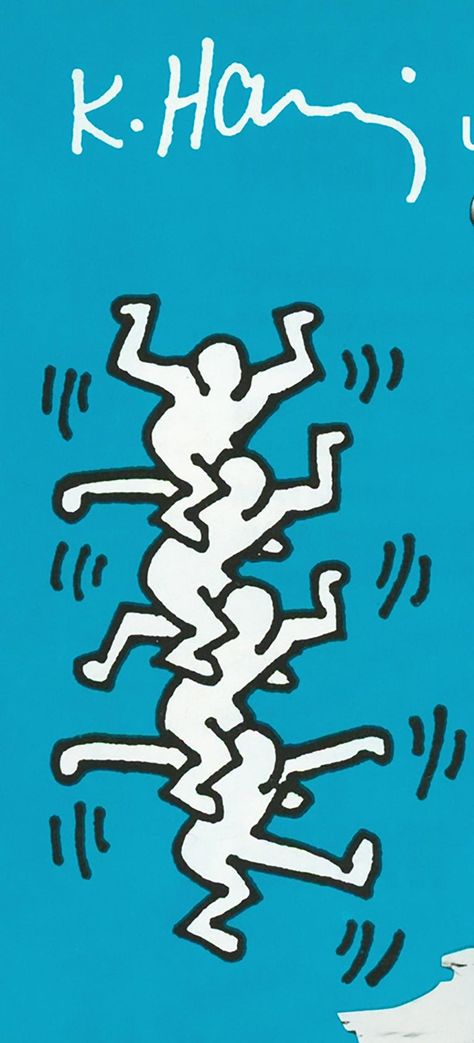 Keith Haring Yoko Ono 1987 (announcement) | From a unique collection of Prints and Multiples at https://www.1stdibs.com/art/prints-works-on-paper/. Keith Haring Design, Keith Haring Wallpaper Desktop, Iphone Wallpaper Keith Haring, Keith Haring Aesthetic, Keith Haring Inspired Art, Keith Haring Wallpaper, Basquiat Tattoo, Keith Haring Prints, Keith Haring Poster