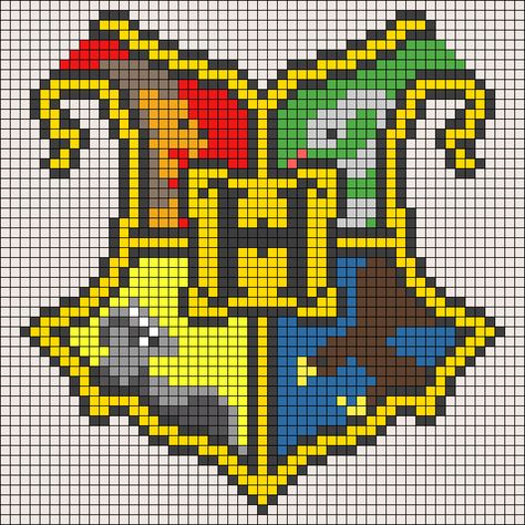 Alpha pattern #141490 variation #270145 | BraceletBook Harry Potter Crochet Graph, Hufflepuff Crochet Pattern, Harry Potter Tapestry Crochet, Harry Potter Pixel Art Grid, Hufflepuff Animal, Harry Potter Alpha Pattern, Badger Hufflepuff, Snake Slytherin, Harry Potter Cross Stitch