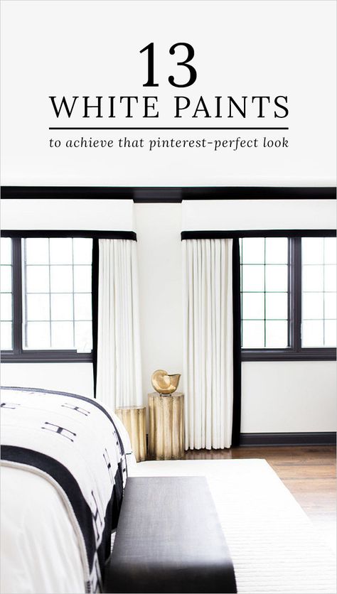 These are tried and true white paint colors that work from designers that we love and their projects that we've favorited time and again. Style Me Pretty Living, Best White Paint, Black And White Interior, White Paint Colors, Black And White Decor, Trendy Bedroom, Bedroom Windows, Window Trim, White Room