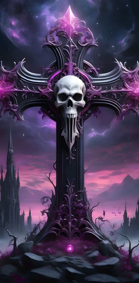 Skull Gothic Cross wallpaper by Graciella1977 - Download on ZEDGE™ | 50a0 Scary Skull Wallpaper, Gothic Horror Wallpaper, Gothic Cross Wallpaper, Amazing Wallpaper Iphone, Gothic Wallpaper Iphone, Gothic Wallpaper Aesthetic, Wallpaper Cross, Vampire Wallpaper, Skull Artwork Illustrations