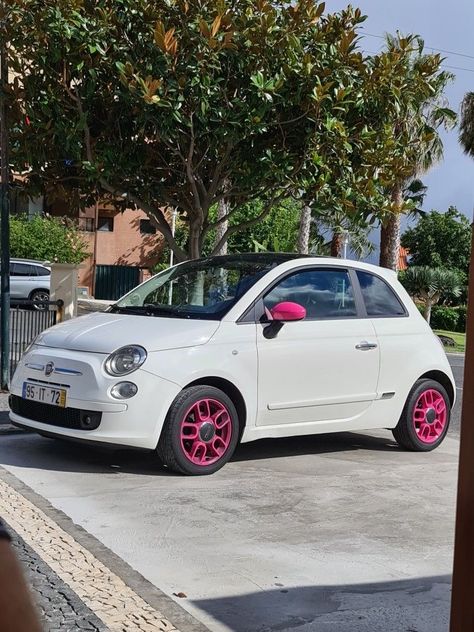 Pink Fiat 500, Fiat 500 Aesthetic, Fiat 500 Pink, Pink Fiat, Fiat 500 White, Fiat 500 Interior, 500 Fiat, Fiat 500 Car, Fiat 500 Abarth