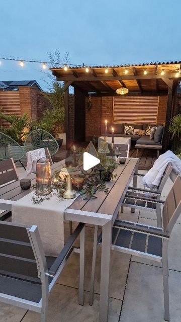 Kate Ward - Interiors | Modern Garden | DIY on Instagram: "Are you thinking of adding festoon lights to your outdoor space this year? Here's how we hung ours! 💡 

We wanted our festoon lights to be a permanent feature in the patio, so we hung them using festoon poles and brackets on the pergola and brick wall. We have an outdoor power source, so we were able to plug them straight in 🔌 

A support wire takes the pressure off the cable and helps to maintain the tension and prevent sagging. You can use hooks to connect the cable to the support wire, but we used cable ties. 

Hope you find this useful! 

#festoon #festoonlights #patio #gardenlights #decking #pergola #gardenideas #gardendecor" Festoon Lights Backyard, Festoon Lighting Garden, Decking Pergola, Hut Ideas, Beach Balcony, Shepherd Hut, Festoon Lights, Deck Decor, Patio Lights