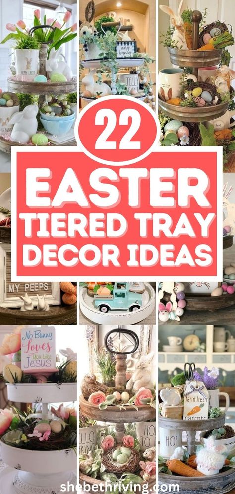 Easter Tiered Tray Decorations Tiered Tray Decor Ideas, Diy Tiered Tray, Tray Decor Ideas, Tiered Tray Decorations, Easter Tiered Tray, Easter Table Decor, Easter Table Decorations, Tiered Trays, Cute Diys