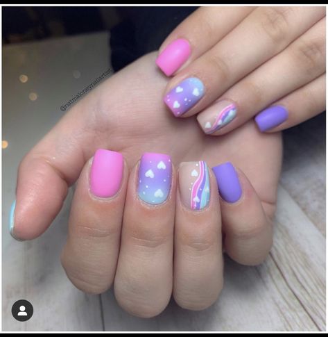 Girls Nail Designs, Kids Nail Designs, Kids Nails, Nail Art For Kids, Purple Nail, Pretty Nail Art Designs, S Nails, Cute Gel Nails, Easy Nails