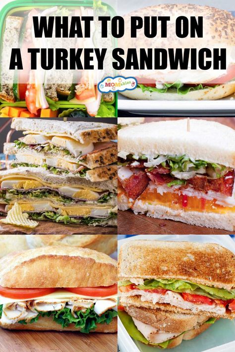 6 pictures of different turkey sandwiches with various add ons Cold Turkey Sandwich, Sandwich Condiments, Turkey Sandwich Ideas, Smoked Turkey Sandwich, Chickpea Sandwich, Leftover Chili, Sandwich Sauces, Turkey Sandwich, Sandwich Ideas