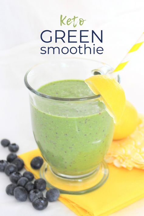 Your keto breakfast will be ready in 5 minutes! Toss berries, lemon juice, avocado, ginger root, coconut oil, spinach (or kale), and stevia drops into a blender for this keto green smoothie that you'll swear tastes just like Jamba Juice! Vitamix Juice Recipes, Keto Green Smoothie, Keto Snacks On The Go, Kale Smoothie Recipes, Citrus Smoothie, Keto Green, Keto Shakes, Keto Smoothie Recipes, Keto Smoothie