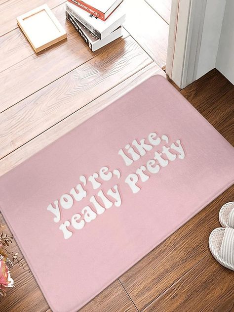 1pc Slogan Graphic Door Mat, Modern Polyester Floor Mat For Home for Sale Australia| New Collection Online| SHEIN Australia Salon Interior Design Pink, Pink Doormat, Youre Like Really Pretty, Clothing Store Interior, Apartment Checklist, Bedroom Mats, Pinterest Contest, Pink Carpet, Rug Inspiration