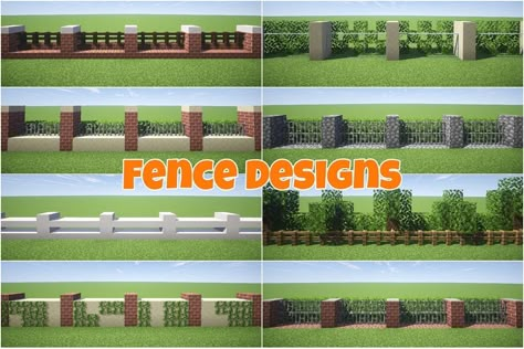 Minecraft Recipes, Minecraft Fountain, Villa Minecraft, Minecraft Building Ideas, Minecraft Wall, Fence Designs, Minecraft House Plans, Minecraft Farm, Minecraft Cottage