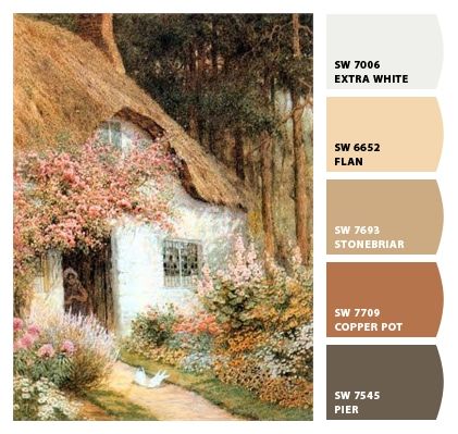 Sherwin Williams Stonebriar, Tan Sherwin Williams, Dromedary Camel, Cottage Interior Design, Sherwin Williams Colors, Cottage Interior, Palette Color, Copper Pots, Remodels