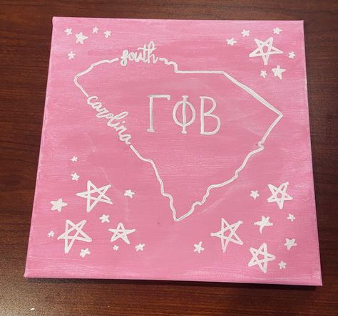 Sorority Canvas Gamma Phi Beta, Gamma Phi Beta Canvas Paintings, Gphi Canvas Paintings, Gamma Phi Beta Canvas, Aoii Paintings, Easy Sorority Canvas, Sorority Canvas Ideas, Alpha Chi Omega Canvas, Phi Mu Canvas