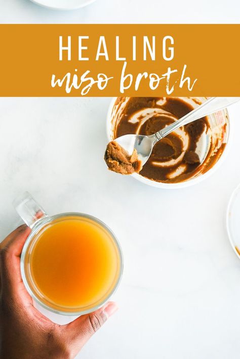 This healing broth is packed with miso paste, my favorite feel-better food! Drink this straight, and GET WELL SOON! #Misopaste #coldandfludrinks #vegan #drinkrecipes #healingfood #plantbased #baumassfoods Get Well Soup Feel Better, Healing Broth, Sipping Broth, Miso Broth, Plant Based Soups, Radish Recipes, Miso Paste, Fermentation Recipes, Feel Good Food