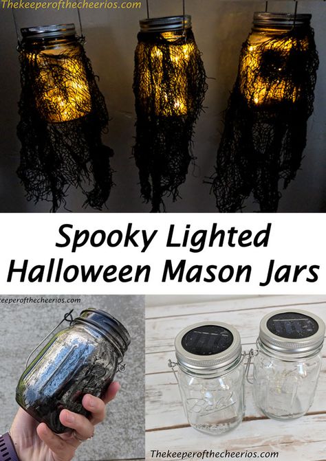 Diy Halloween Eyeballs, Upcycle Halloween, Halloween Mason Jars Diy, Mason Jar Halloween Crafts, Halloween Lanterns Diy, Masquerade Centerpieces, Frosted Mason Jars, Halloween Jars, Halloween Mason Jars