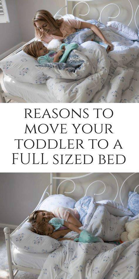 Reasons to move your toddler to a full sized bed by parenting blogger casual claire Toddler Queen Bed Ideas, Nursery With Queen Bed, Toddler Full Size Bed Ideas, Full Size Toddler Bed, Pregnancy First Trimester, Toddler Discipline, Big Beds, Toddler Sleep, Better Parent