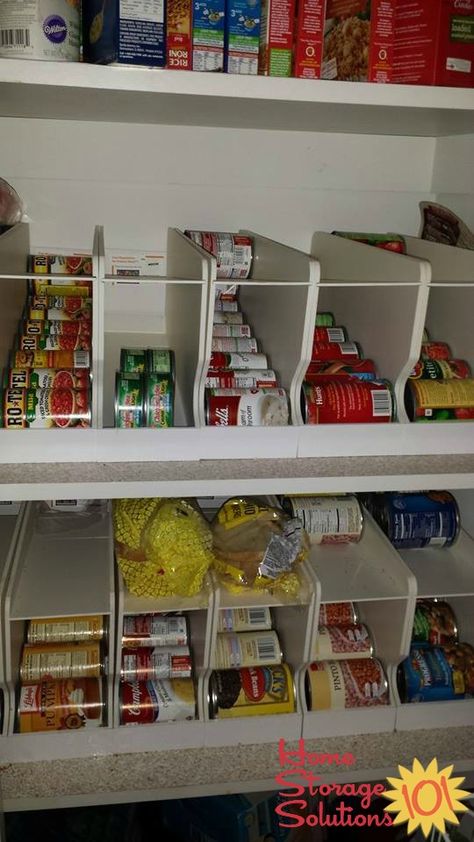 Built In Can Storage, Rotating Can Storage, Canned Good Storage, Emergency Storage, Food Storage Ideas, Pantry Designs, Storage Hack, Storage Hacks Diy, Canned Food Storage