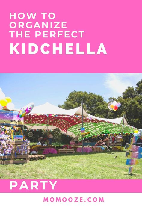 Thinking of summer fun for kids? Organize a kidchella party - fun for both adults and kids alike. #kidchella #party #kidsparty #partyplanning Kids Music Festival Party, Coachella Kids Birthday Party, Kids Festival Party, Festival Themed Party Kids, Girlchella Birthday, Music Festival Party Ideas, Kidchella Party Ideas Decor, Kids Coachella Party, Coachella Kids Party