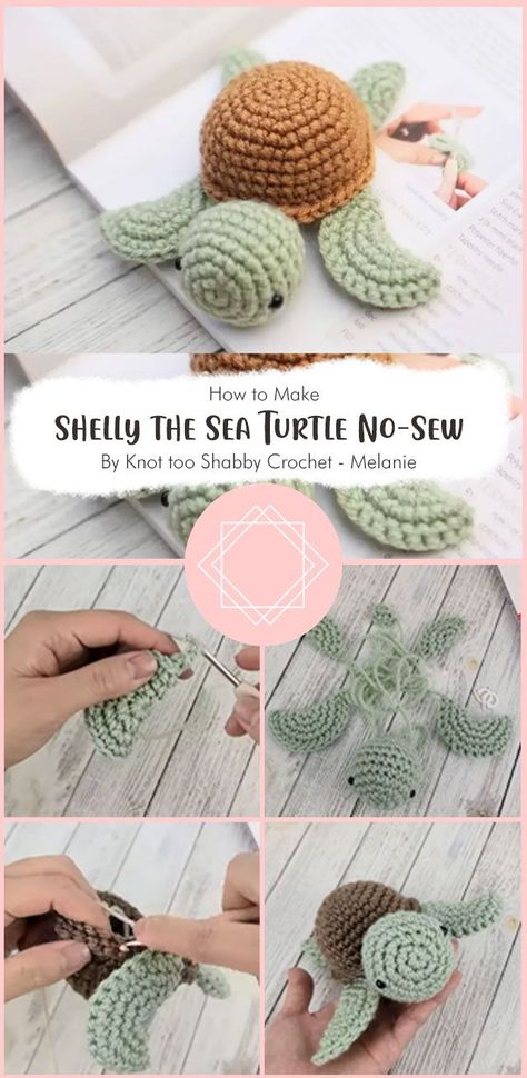 Shelly the Sea Turtle No-Sew Crochet Amigurumi Pattern By Knot too Shabby Crochet – Melanie is a fun and easy to do project. This easy tutorial is perfect for all level and will have you making turtles all day long! Crochet Small Animals Free Pattern, Quick Amigurumi Pattern Free, Turtle Crochet Pattern Free, Crochet A Turtle, Crochet Tortoise, Crochet Turtle Pattern Free, Crochet Stuffy, Totoro Amigurumi, Amigurumi Owl