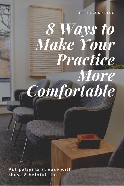 8 Ways to Make Your Practice More Comfortable - Off the Cusp Paint Colors For Chiropractic Office, Waiting Room Paint Colors, Doctor Office Organization Ideas, Medical Office Color Schemes, Psychiatric Office Interior Design, Healthcare Office Design, Chiropractic Office Wall Decor, Family Doctor Office Decor, Farmhouse Waiting Room