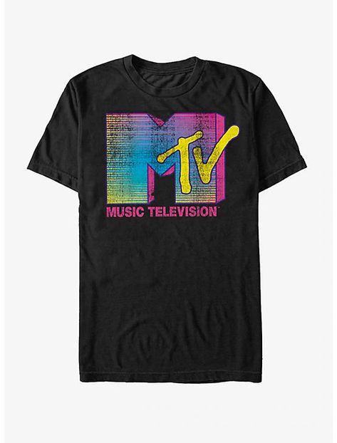 MTV Stripe Logo T-Shirt, BLACK Mtv Shirt, Mtv Logo, 90s Tshirt, Jam Session, Mens Graphic T, Logo T, Mens Stripes, Slim Fit Shorts, Mens Graphic Tee