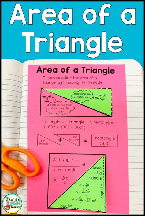 Area Of A Triangle, Geometry Interactive Notebook, Activity For Kindergarten, Worksheet Coloring, Spiral Math, Interactive Student Notebooks, Grade 6 Math, Middle School Activities, Sixth Grade Math