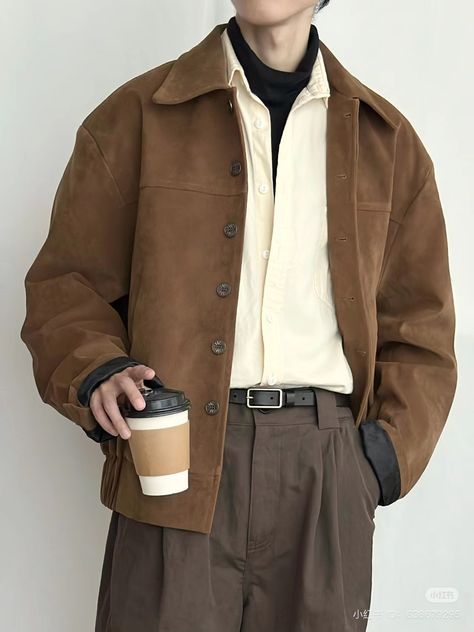 Earth Tone Outfits Men Casual, Tan Blazer Outfits, Parker Outfit, Academia Aesthetic Outfit, Gender Fluid Fashion, Dark Academia Clothes, Academia Clothes, Sixth Form, Aesthetic Outfits Men